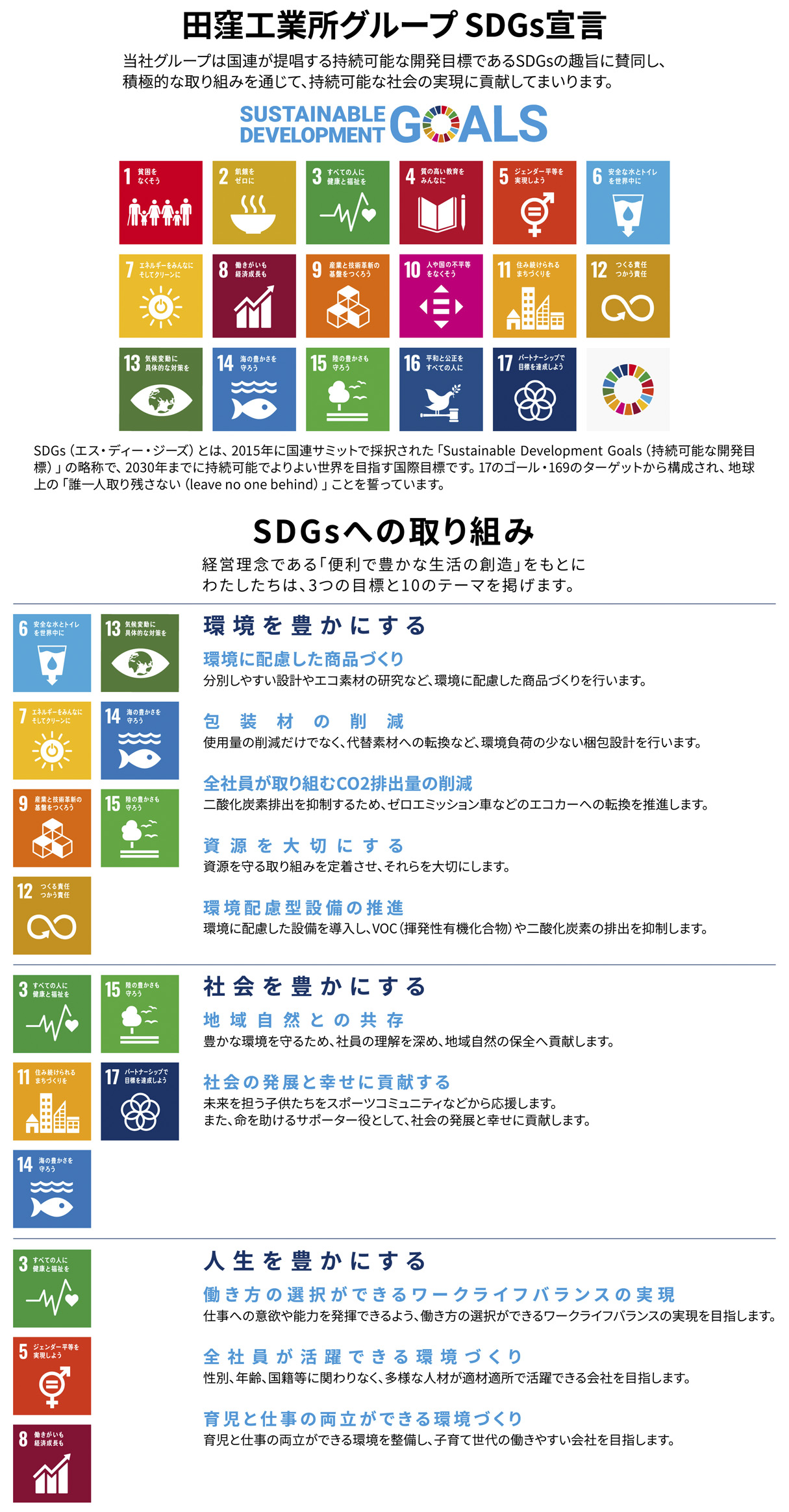 田窪工業所グループ SDGs宣言